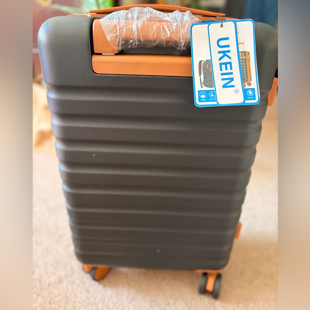 Jukein Hard Shell Carry-On Luggage in Black with Orange Trim